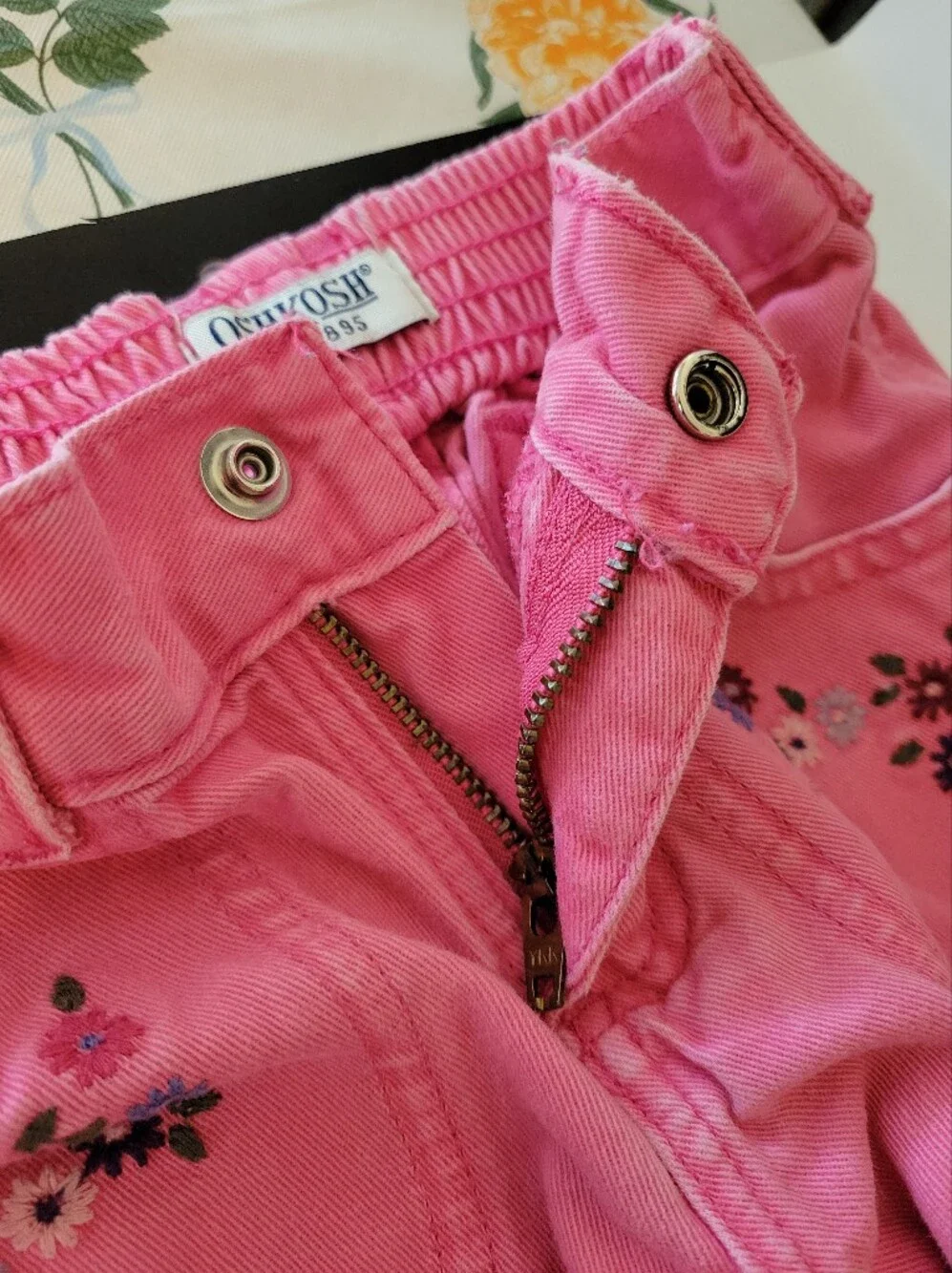 OshKosh B'gosh Pink Floral Embroidered Girls' Jogger Pants